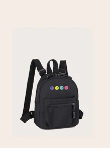 Mochila clásica pequeña con gráfico de dibujos animados, bolsa escolar, portátil, ligera, clásica, casual para adolescentes, mujeres estudiantes universitarias, niños y hombres, escuela primaria, secundaria, universidad, compras, actividades al aire libre, viajes - Negro - Ver 5