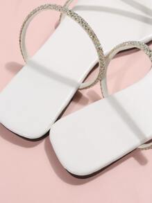 女士时尚网红仙女款平底凉鞋，高品质，适合约会、聚会、派对、日常穿着、居家和休闲 - 白色 - 查看 6