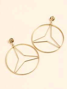 Hollow Out Round Drop Earrings - Yellow Gold - View 2