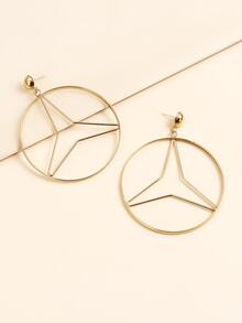 Hollow Out Round Drop Earrings - Yellow Gold - View 3