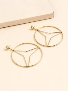 Hollow Out Round Drop Earrings - Yellow Gold - View 6