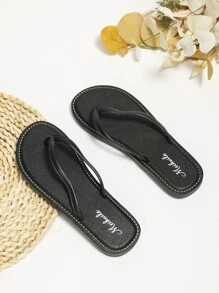 女士極簡人字拖時尚夏日人字拖 - 黑色 - 查看 5