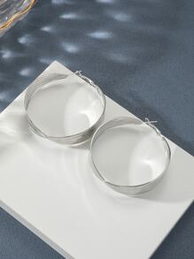 2pcs Textured Hoop Earrings - Silver - View 3