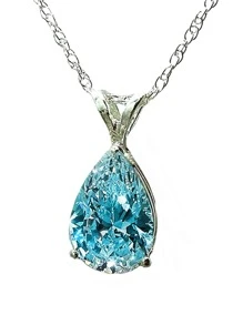 Collar con colgante de gota de agua y circonita cúbica Collar con colgante de zirconia cúbica de piedras preciosas en forma de lágrima, collar de fiesta para propuesta de boda, joyería - Azul - Ver 2