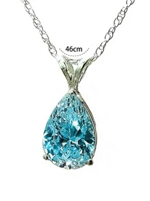 Collar con colgante de gota de agua y circonita cúbica Collar con colgante de zirconia cúbica de piedras preciosas en forma de lágrima, collar de fiesta para propuesta de boda, joyería - Azul - Ver 3