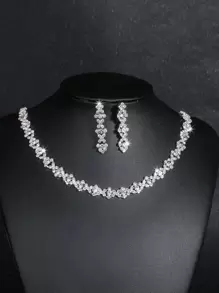 Conjunto de colar e brincos Supra Diamanto Gorgeous-Luxury com lindo brilho, conjunto de joias de festa de casamento 3 em 1 com strass de cristal
