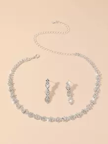 Conjunto de colar e brincos Supra Diamanto Gorgeous-Luxury com lindo brilho, conjunto de joias de festa de casamento 3 em 1 com strass de cristal