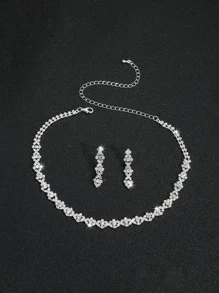 Conjunto de colar e brincos Supra Diamanto Gorgeous-Luxury com lindo brilho, conjunto de joias de festa de casamento 3 em 1 com strass de cristal
