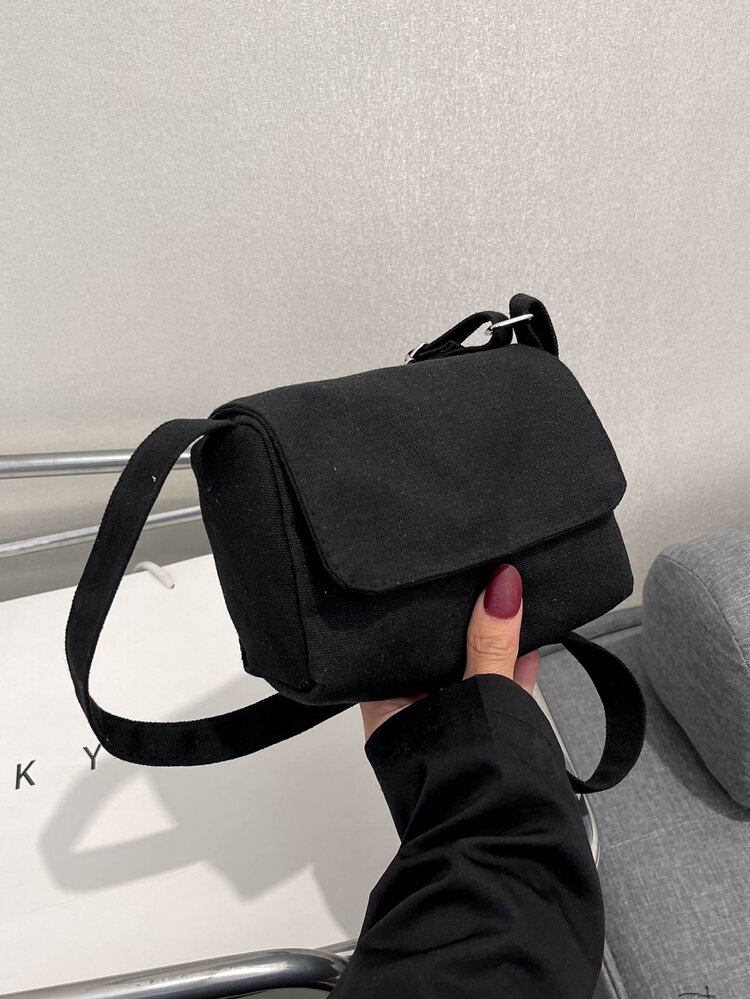 Minimalist Square Bag Mini Flap Black