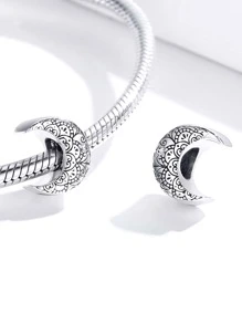 Moon Shaped Silver DIY Bead - Silver - View 2