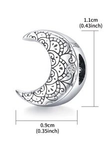 Moon Shaped Silver DIY Bead - Silver - View 4