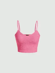 SHEIN MOD Top de tirantes floral jacquard - Rosa - Ver 1
