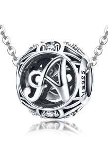 1 Máy Tính Thời Trang Đính Đá Cubic Zirconia & Chữ Trang Trí Bạc Tự Làm Đính Hạt Dành Cho Nữ Cho Tự Làm Trang Sức Làm - Bạc - Xem 4