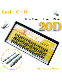 KIMCCI 1盒20D0.07MM人造貂皮朵毛,自然厚嫁接假睫毛單簇種植,送給女士妻子姐妹青少年女朋友,適用於睫毛延長 - 黑色 - 查看 1