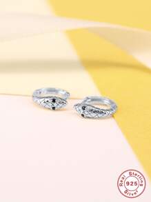 Đá Cubic Zirconia Trang Trí Con Rắn Thiết Kế Bạc Đôi Khuyên Tai Vòng Cho Nữ Cưới Cô Dâu Trang Sức Viễn Chí Bảo - Bạc - Xem 2