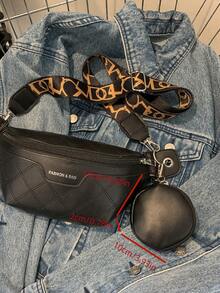 Mini Letter Print Waist Bag With Coin Purse - Black - View 8