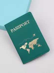 字母印花护照夹 旅行度假配件 节日用品 旅行收纳袋 旅行用品 旅行钱包 护照夹 护照钱包 海滩度假包 夏季圣诞假期 - 綠色 - 查看 1