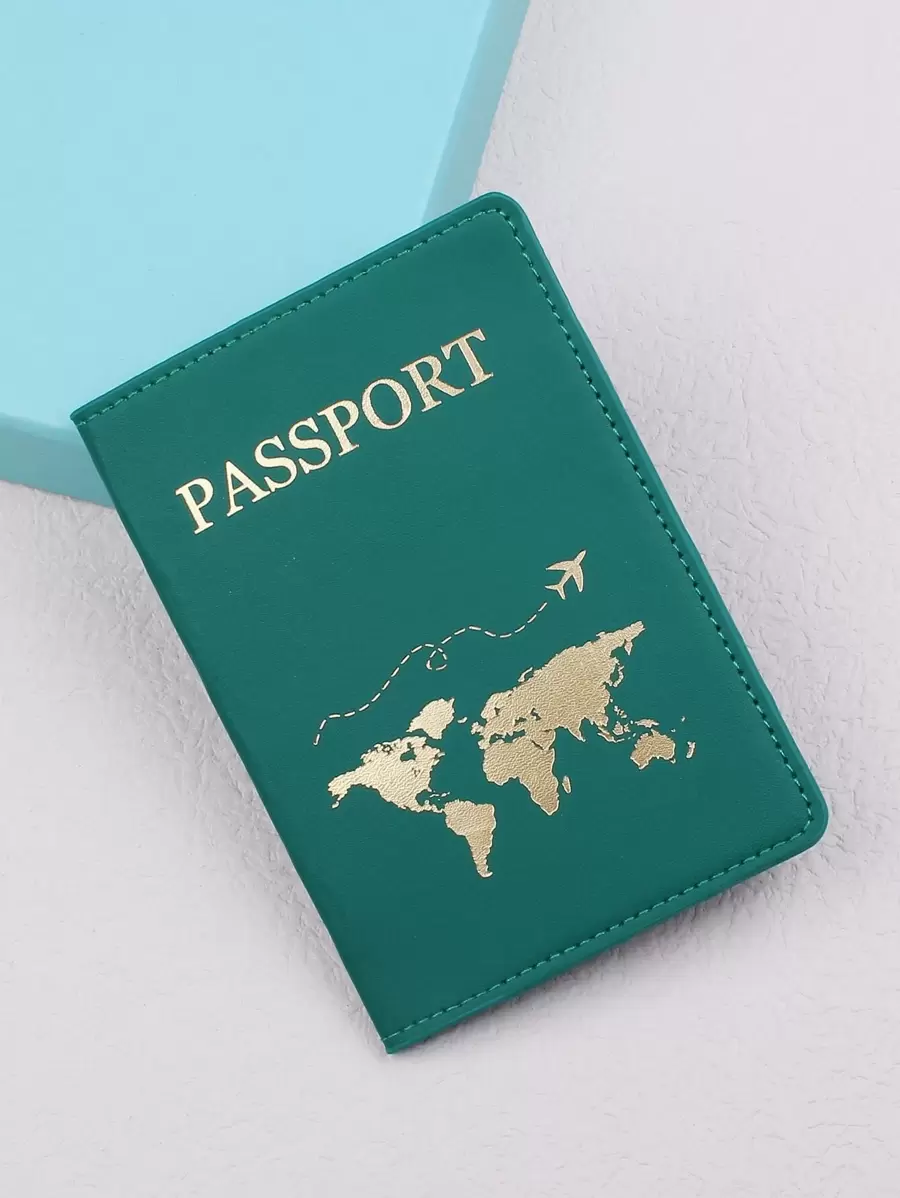 字母印花护照夹 旅行度假配件 节日用品 旅行收纳袋 旅行用品 旅行钱包 护照夹 护照钱包 海滩度假包 夏季圣诞假期 - 綠色 - 查看 1