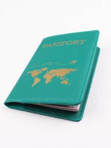 字母印花护照夹 旅行度假配件 节日用品 旅行收纳袋 旅行用品 旅行钱包 护照夹 护照钱包 海滩度假包 夏季圣诞假期 - 綠色 - 查看 2