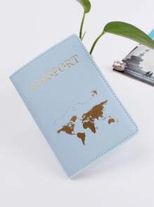 信封印花護照套,旅行度假必備配件,適用於假日季節 - 淺藍色 - 查看 1