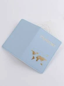 信封印花護照套,旅行度假必備配件,適用於假日季節 - 淺藍色 - 查看 3