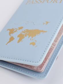 信封印花護照套,旅行度假必備配件,適用於假日季節 - 淺藍色 - 查看 6