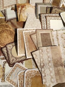 1 Paquete/100 Piezas Papel Estampado Vintage Con Patrones Florales Para Decoración De Collage Y Papelería - Multicolor - Ver 1