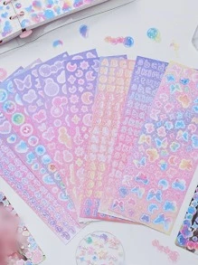 30入組混合圖案貼紙 - 粉色 - 查看 1