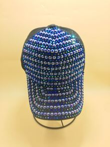1pc Women Rhinestone Decor Glamorous Baseball Cap For Outdoor
