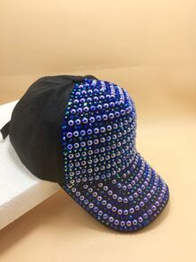 1pc Women Rhinestone Decor Glamorous Baseball Cap For Outdoor