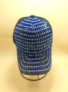 1pc Women Rhinestone Decor Glamorous Baseball Cap For Outdoor