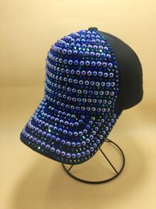 1pc Women Rhinestone Decor Glamorous Baseball Cap For Outdoor