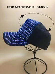 1pc Women Rhinestone Decor Glamorous Baseball Cap For Outdoor