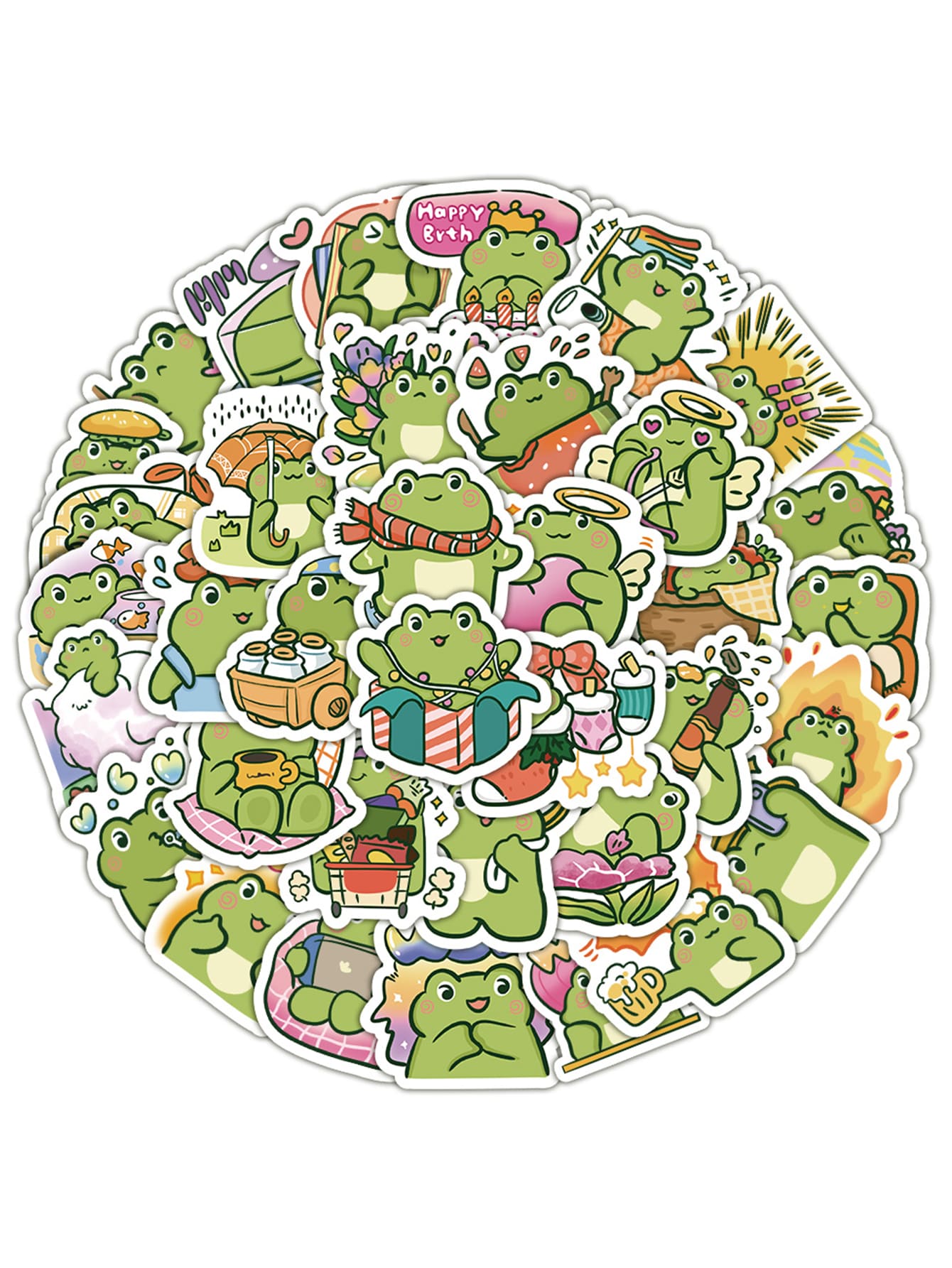 60pcs Cartoon Frog Pattern Sticker - Multicolor - View 1