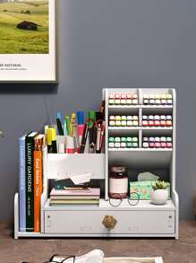 1入組多功能桌面收納盒 - 白色 - 查看 1