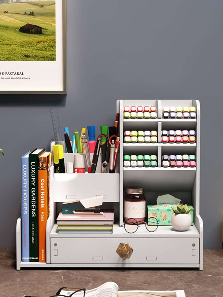 1入組多功能桌面收納盒 - 白色 - 查看 1