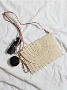 夏季海滩草编手拿包可爱斜挎包女士旅行单肩包钱包女士休闲柳条手提包手工草编海滩单肩斜挎包信封编织夏季小手拿包