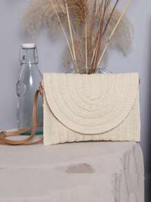 夏季海滩草编手拿包可爱斜挎包女士旅行单肩包钱包女士休闲柳条手提包手工草编海滩单肩斜挎包信封编织夏季小手拿包