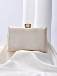 Mini Box Bag Glamorous Rhinestone Decor Braided Detail Chain Satin For Party, Perfect Bride Purse For Wedding, Prom & Party Events - Gold - View 2