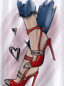 EMERY ROSE Heart & Figure Graphic Batwing Sleeve Tee Graphic Tees Women Tops - White - View 3