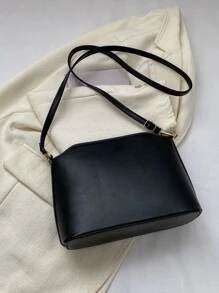 Minimalist Dome Bag Metal Decor Small Elegant - Black - View 2