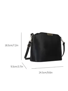 Minimalist Dome Bag Metal Decor Small Elegant - Black - View 3