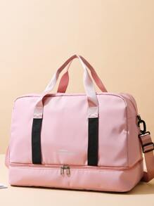 Large Capacity Travel Bag Double Handle Polyester For Travel - Pink - View 1