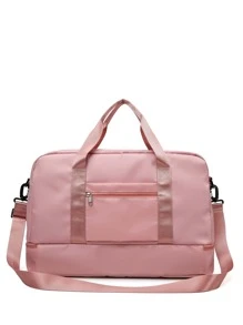 Large Capacity Travel Bag Double Handle Polyester For Travel - Pink - View 4
