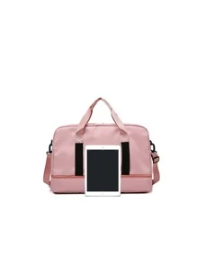 Large Capacity Travel Bag Double Handle Polyester For Travel - Pink - View 3