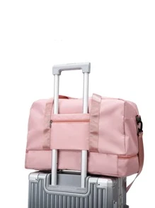 Large Capacity Travel Bag Double Handle Polyester For Travel - Pink - View 6