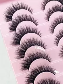 10 对自然纤长假睫毛 3D 浓密卷曲人造貂皮睫毛延长睫毛，自然逼真的仿貂皮睫毛，适合美容 - 黑色 - 查看 9