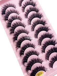 10pairs Densely Curled 3d Faux Mink Eyelashes For Natural-Looking Lengthening, Cross-Over Voluminous Curly Lashes, Suitable For Daily Wear And Stage Makeup - Black - View 4