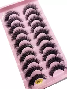 10pairs Densely Curled 3d Faux Mink Eyelashes For Natural-Looking Lengthening, Cross-Over Voluminous Curly Lashes, Suitable For Daily Wear And Stage Makeup - Black - View 1