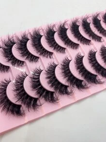 10pairs Densely Curled 3d Faux Mink Eyelashes For Natural-Looking Lengthening, Cross-Over Voluminous Curly Lashes, Suitable For Daily Wear And Stage Makeup - Black - View 8